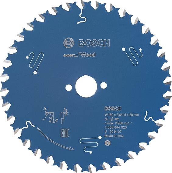 HM Kreissägeblatt 160x2,6x20mm Z36 W Bosch Expert Wood