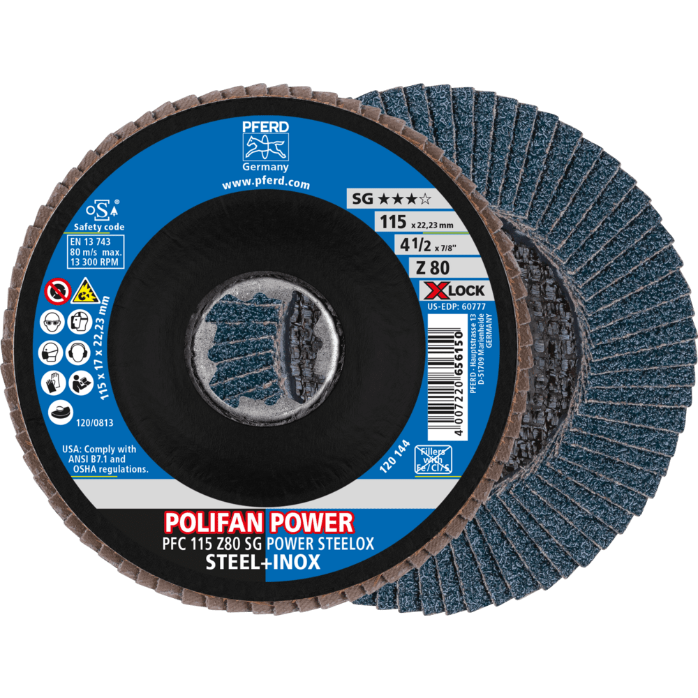PFERD POLIFAN-Fächerscheiben PFC 115 Z 80 SG POWER STEELOX/X-LOCK