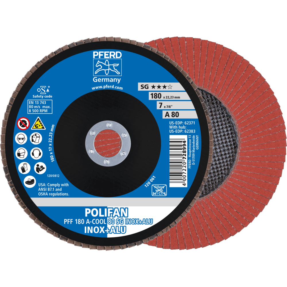 PFERD POLIFAN-Fächerscheiben PFF 180 A-COOL 80 SG INOX+ALU