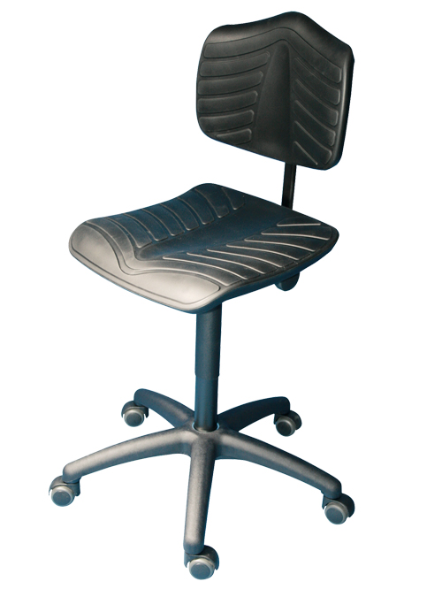 Supersofter Arbeitsstuhl mit Rollen, Sitzhöhe 460 - 650 mm, Sitzfläche: PU sc...