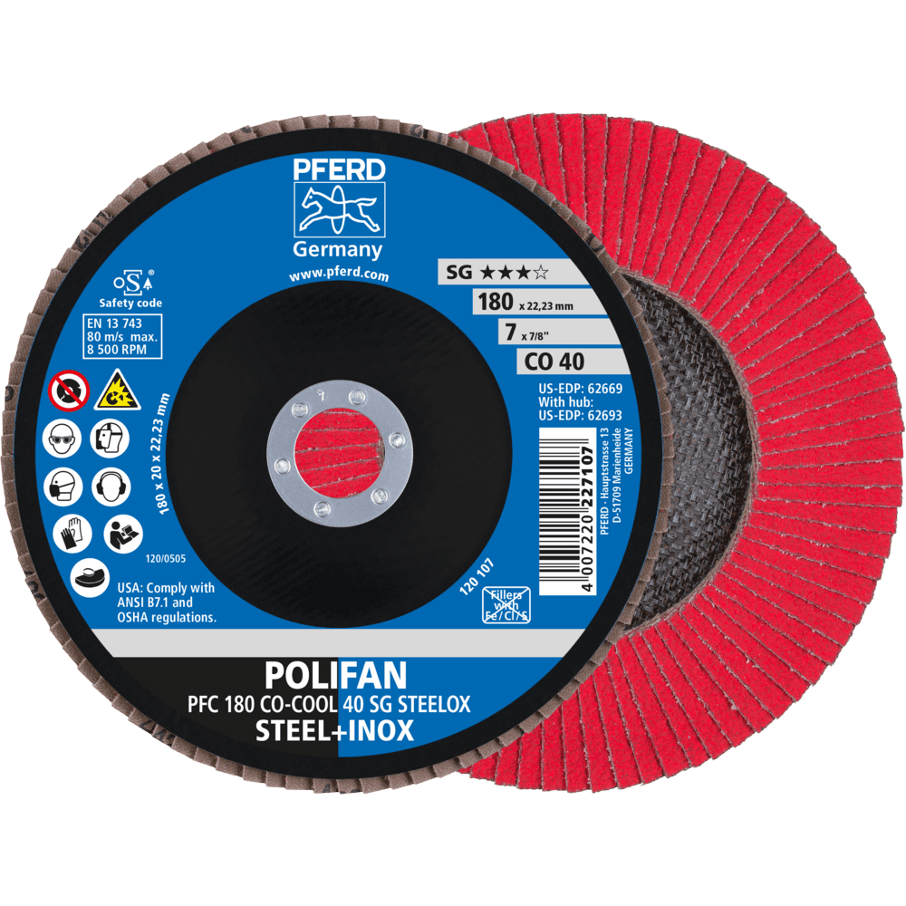 PFERD POLIFAN-Fächerscheiben PFC 180 CO-COOL 40 SG STEELOX