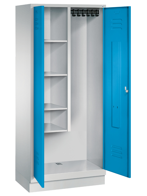 Raumpflege-/Geräteschrank mit 100 mm hohem Sockel, Abteilbreite in mm: 300