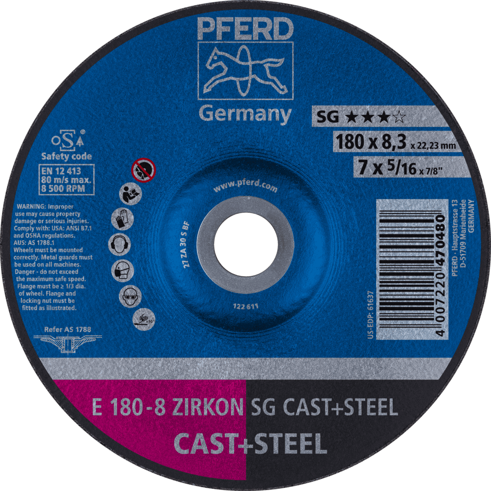 PFERD Schruppscheiben E 180-8 ZIRKON SG CAST+STEEL