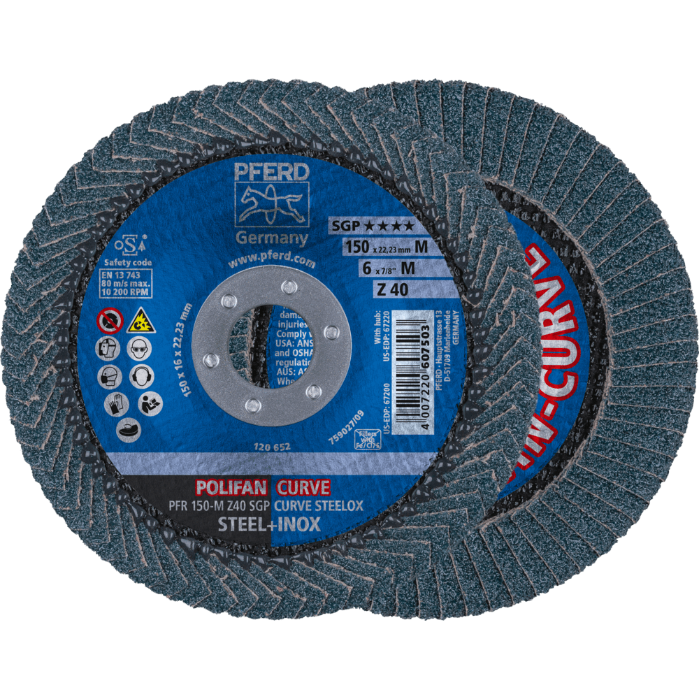 PFERD POLIFAN-Fächerscheiben PFR 150-M Z 40 SGP CURVE STEELOX