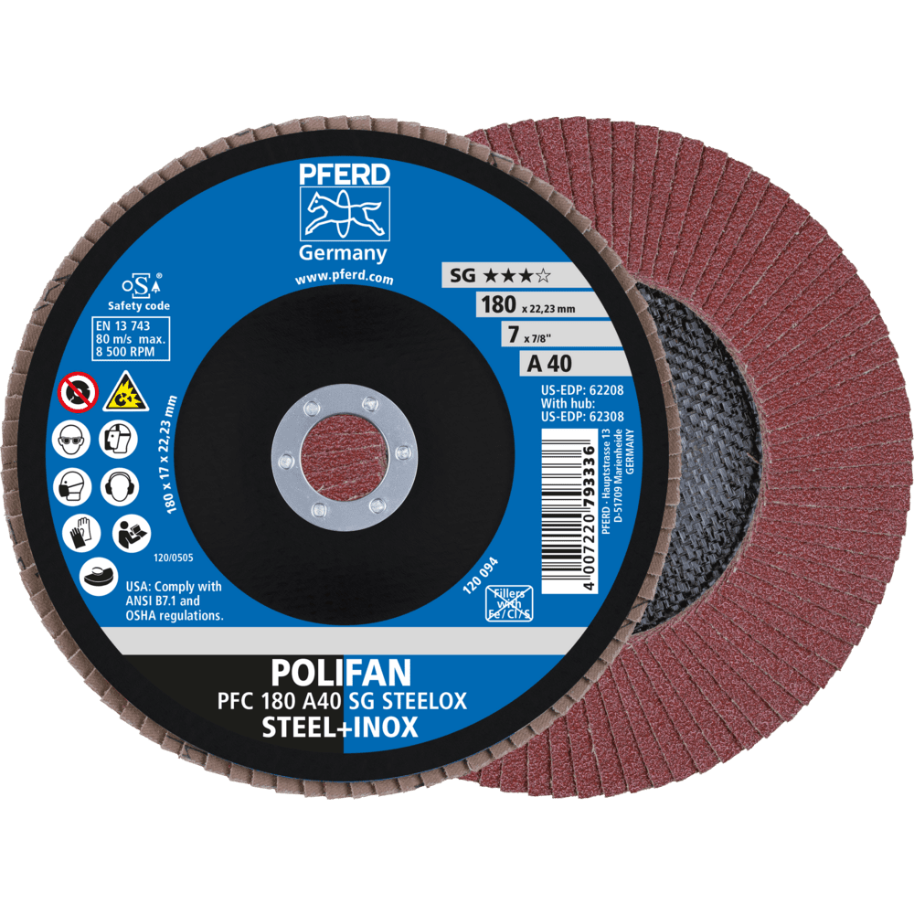 PFERD POLIFAN-Fächerscheiben PFC 180 A 40 SG STEELOX