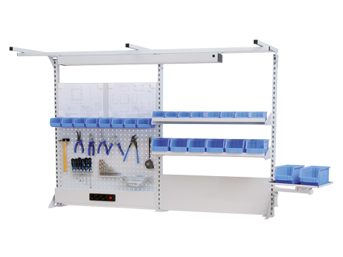 Multi-Wand-Aufbau Breite 2000 mit Obergestell, 1x Energiekanal, 2x Lochwand, ...