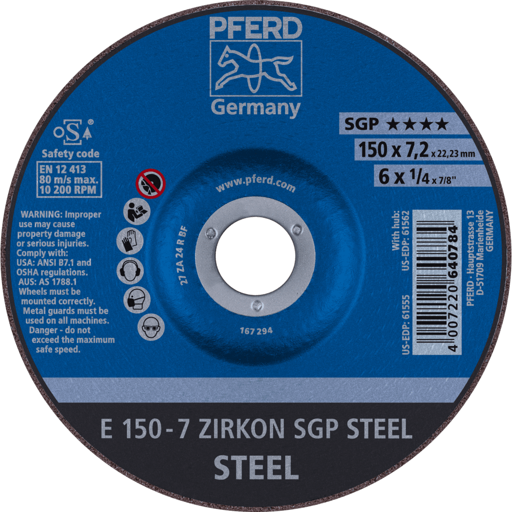 PFERD Schruppscheiben E 150-7 ZIRKON SGP STEEL