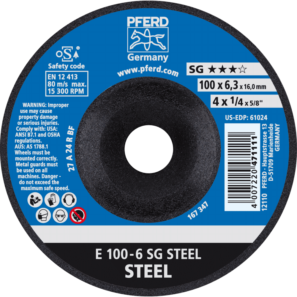 PFERD Schruppscheiben E 100-6 SG STEEL/16,0