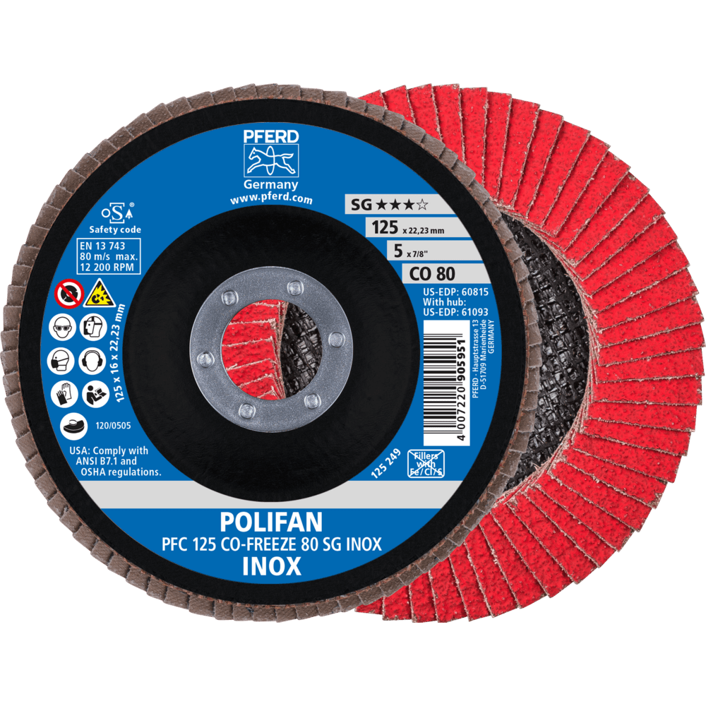 PFERD POLIFAN-Fächerscheiben PFC 125 CO-FREEZE 80 SG INOX