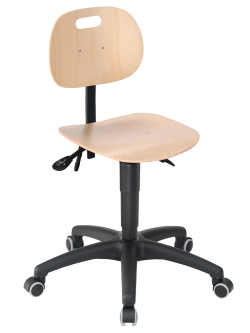 Arbeitsdrehstuhl mit Rollen, Sitzhöhe 480 - 620 mm, Sitzfläche: Buche Schicht...