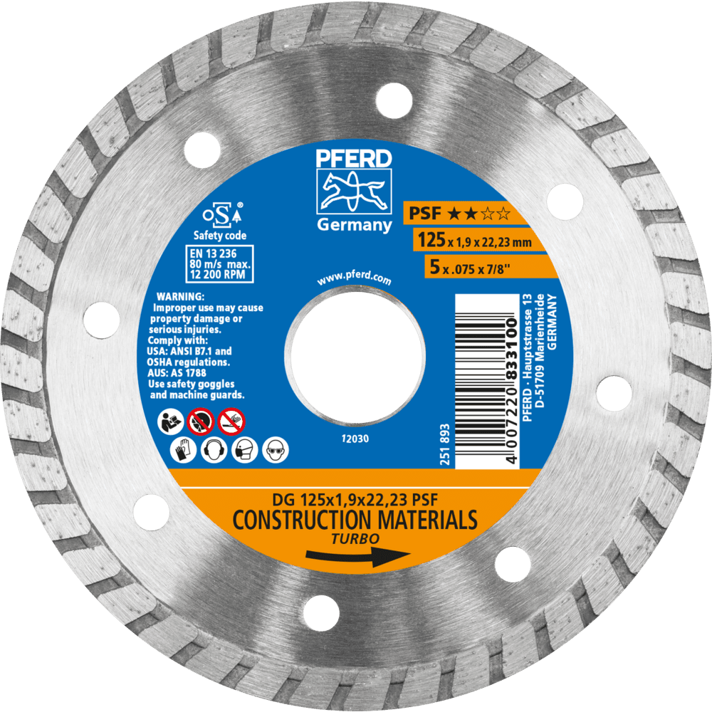 PFERD Diamantwerkzeuge für die Bauindustrie DG 125 x 1,9 x 22,23 PSF