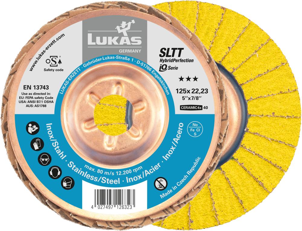 Fächerschleifscheibe SLTTHybridPerfection 125mm Ceramic4x Korn 40 Lukas-Erzett