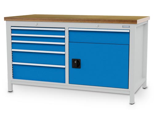 Kastenwerkbank, Tiefe 750 mm, R 24-24, Schubladenanzahl: 6