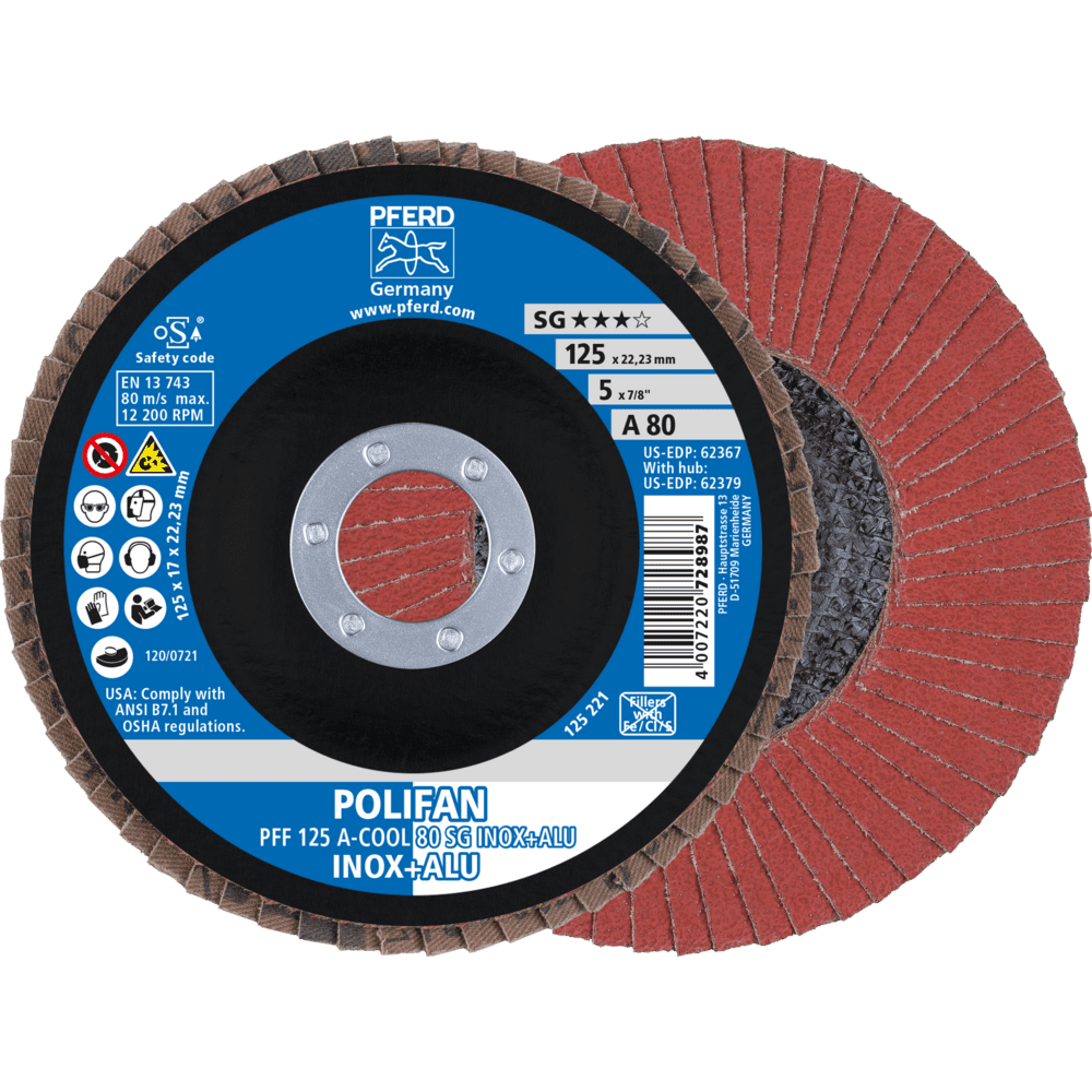 PFERD POLIFAN-Fächerscheiben PFF 125 A-COOL 80 SG INOX+ALU