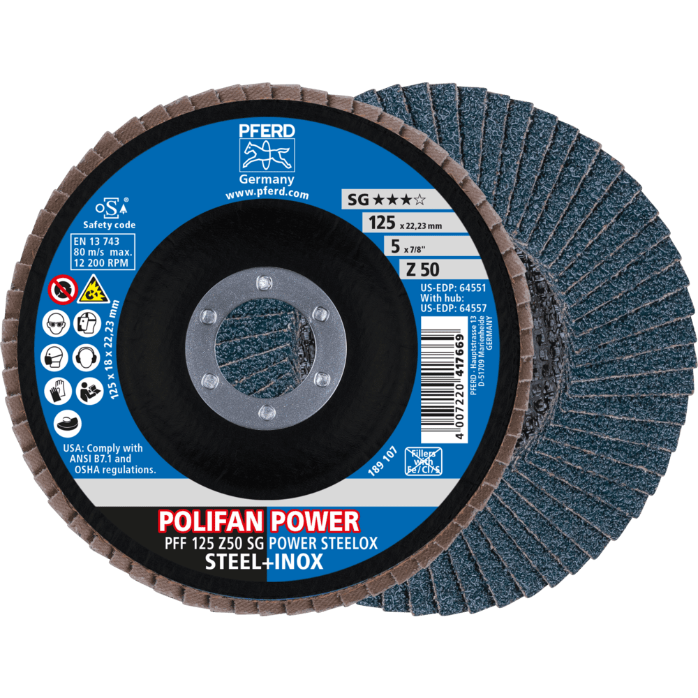 PFERD POLIFAN-Fächerscheiben PFF 125 Z50 SG POWER STEELOX
