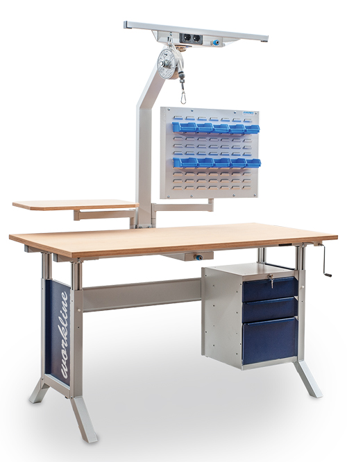 workline Grundtischkombination, Klemmfeststellung, 1x Arbeitsplatte Buche Mul...