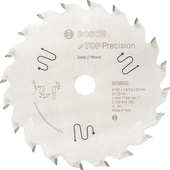 HM-Kreissägeblatt 165x1,8x20mm 20Z W Bosch VE à 1 Stück Top Precision Best f Wood