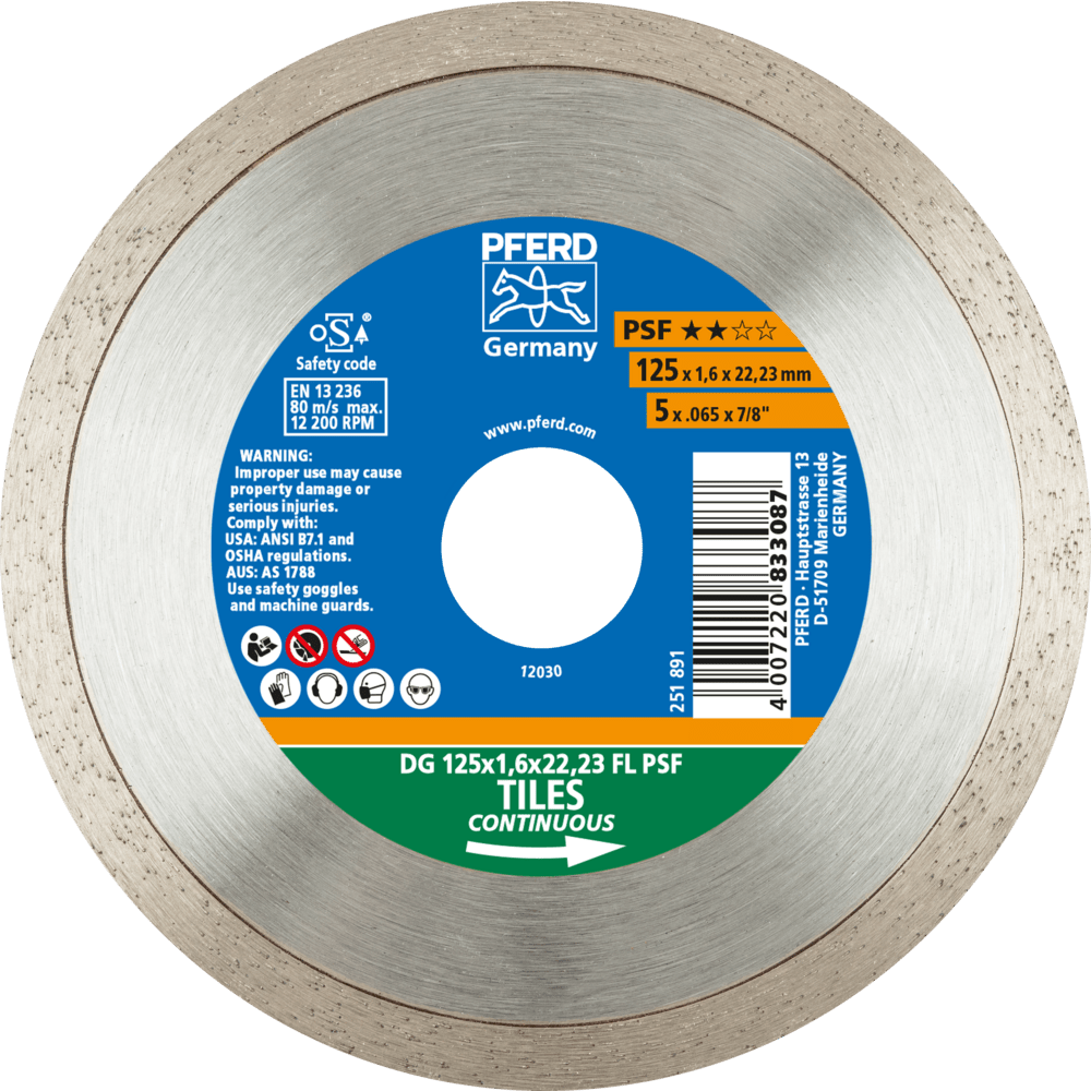 PFERD Diamantwerkzeuge für die Bauindustrie DG 125 x 1,6 x 22,23 FL PSF (ZA)