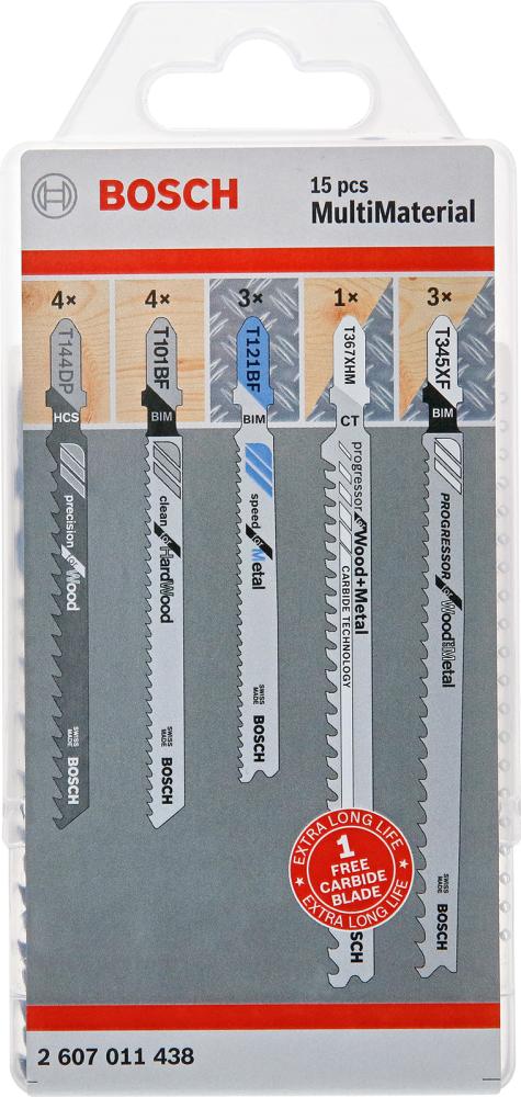 Stichsägeblatt-Set f. T-Schaft Bosch 15-teilig Multi Material