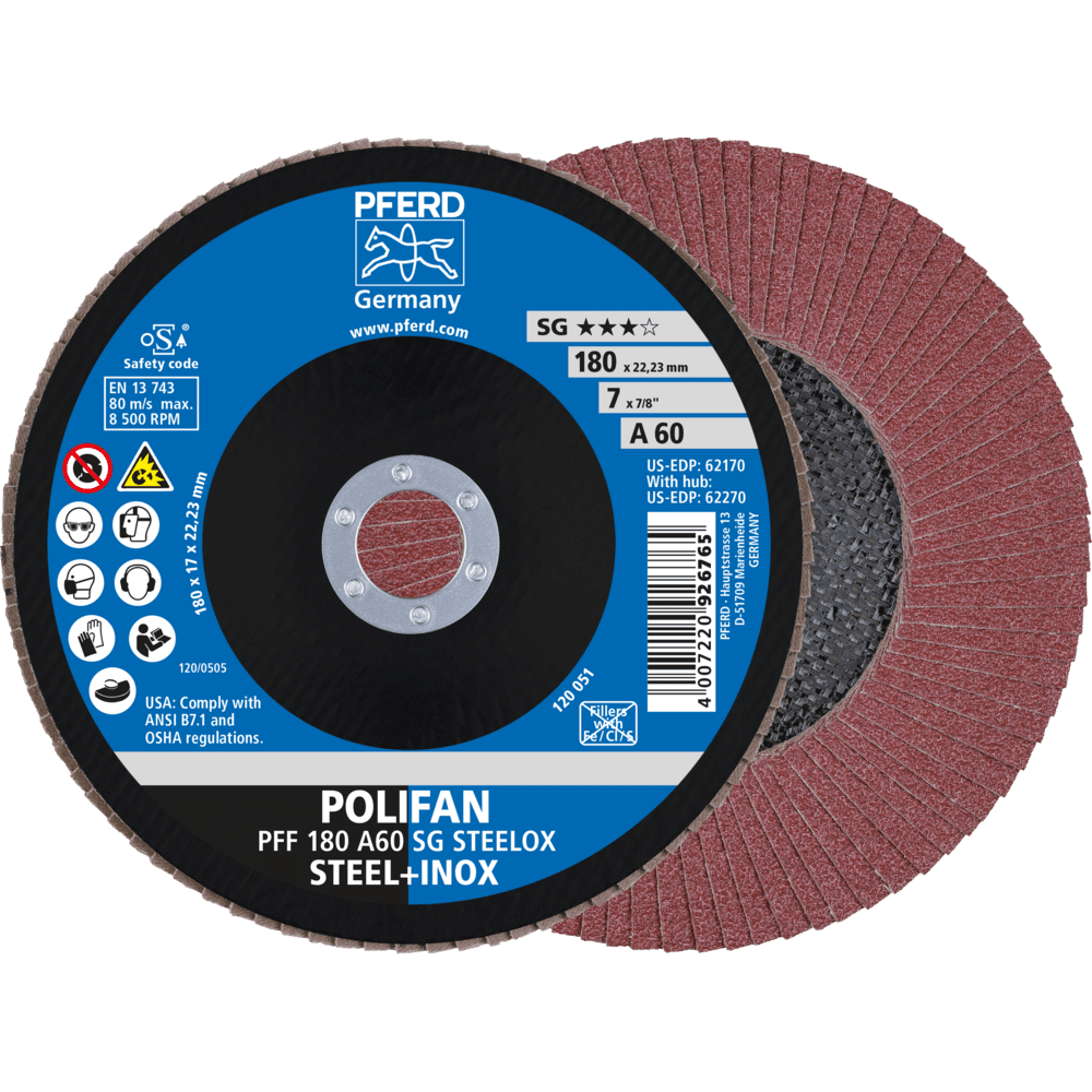 PFERD POLIFAN-Fächerscheiben PFF 180 A 60 SG STEELOX