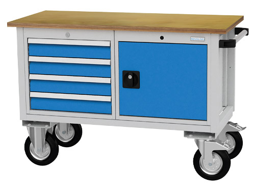 Mobile Werkbank, Tiefe 540 mm, R 18-24, Schubladenanzahl: 4, Anzahl Flügeltür...