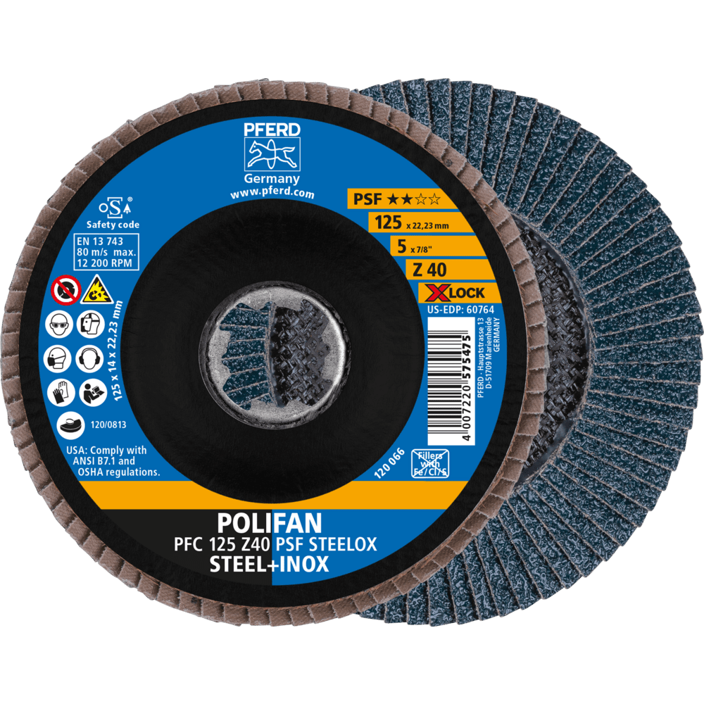 PFERD POLIFAN-Fächerscheiben PFC 125 Z 40 PSF STEELOX/X-LOCK