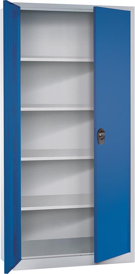 Flügeltürenschrank FORUM 4verz.Böden 50kg Tragl. H1950xB930xT400mm RAL 7035/5010