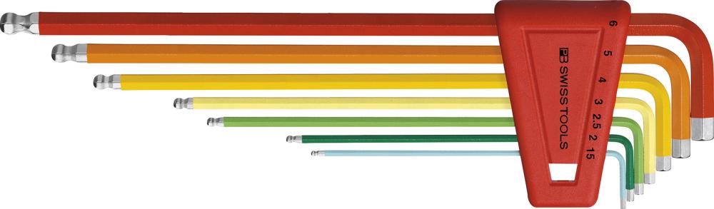 Winkelschraubendreher- Satz im Kunststoffhalter 7-teilig 1,5-6mm Rainbow Kugelkopf PB Swiss Tools