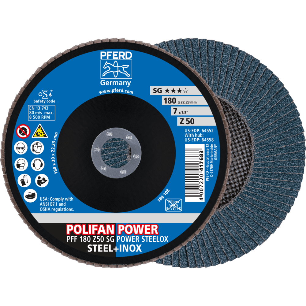 PFERD POLIFAN-Fächerscheiben PFF 180 Z50 SG POWER STEELOX